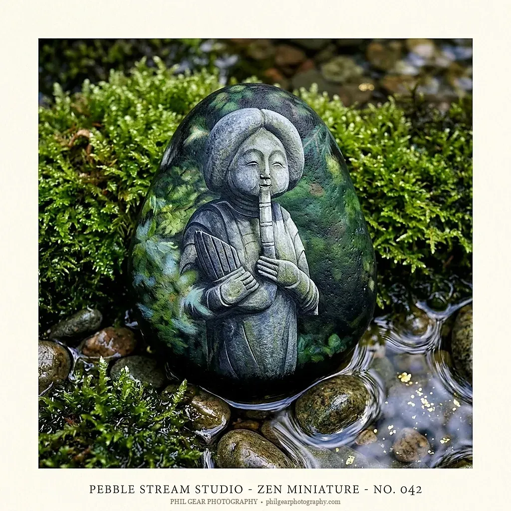 Zen Stone Flute Player — Japanese Garden Miniature
