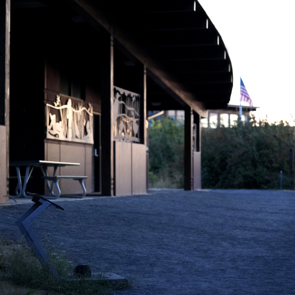 Riparian Twilight: Wildlife Refuge Pavilion & Heron Fretwork