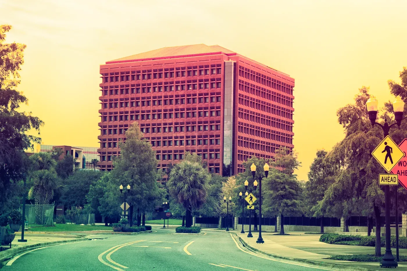 Tectonic Terracotta: Brutalist Pavilion & Urban Parkway